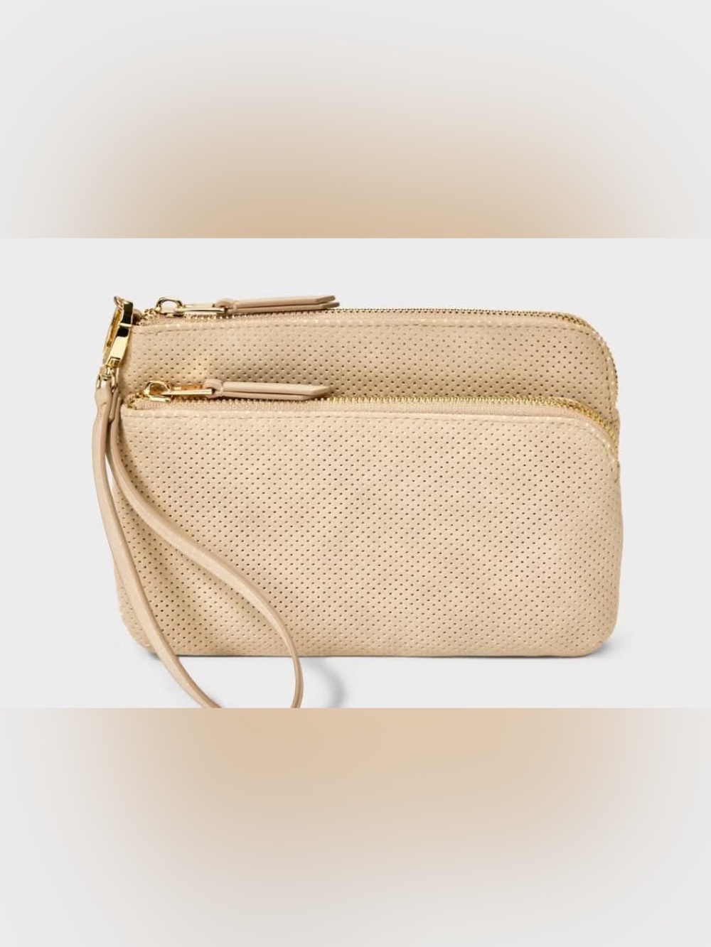 NWT Universal Thread Double Zip Pouch Taupe